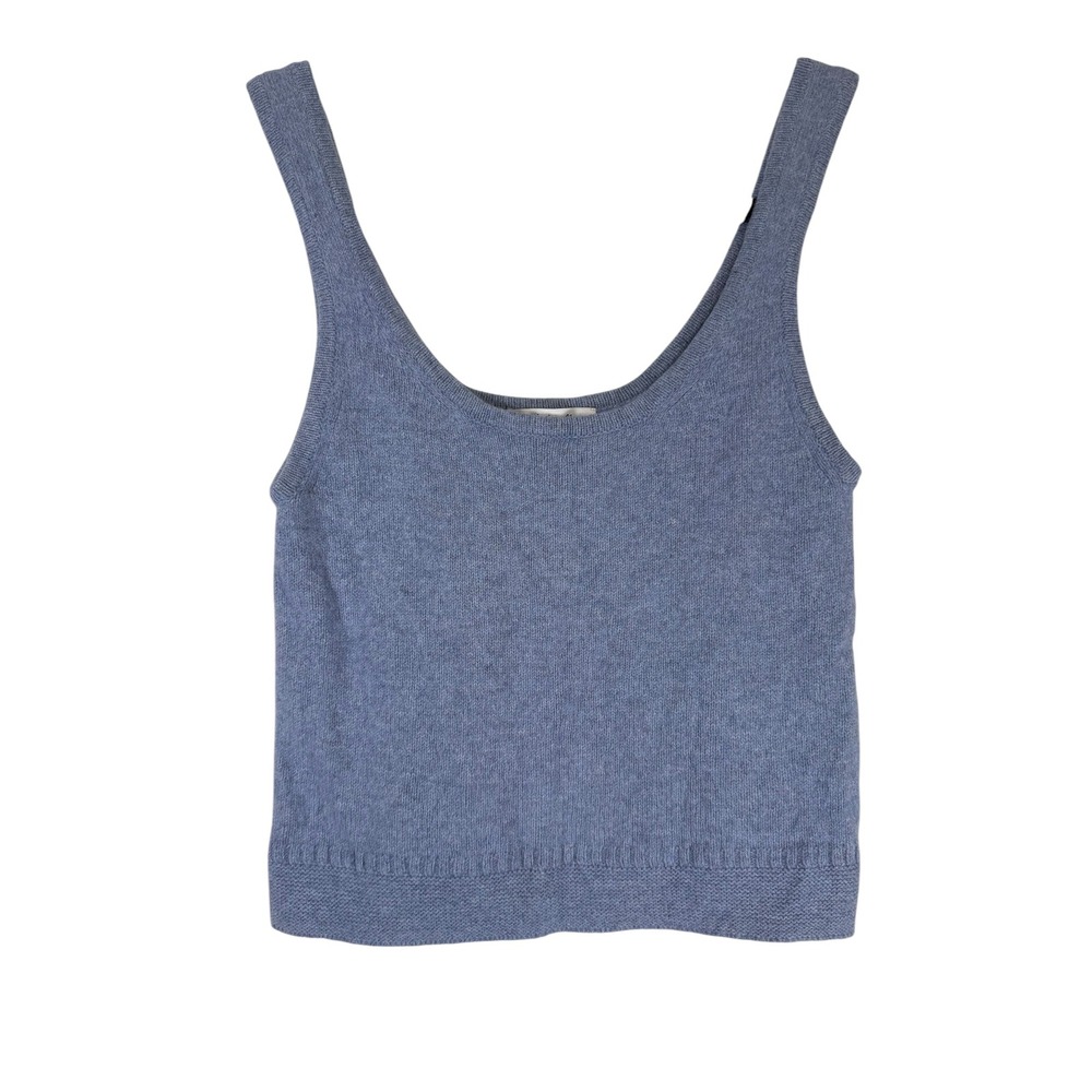 Madewell Blue Wool Blend Knit Scoop Neck Cropped Tank Top Small CKP460581258